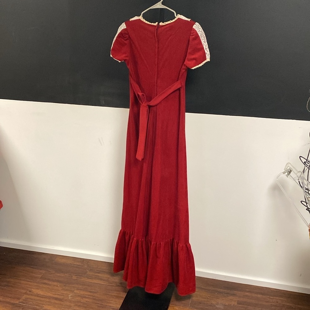 Wine velour sms lace 60s/70s boho maxi dress - Picture 10 of 10